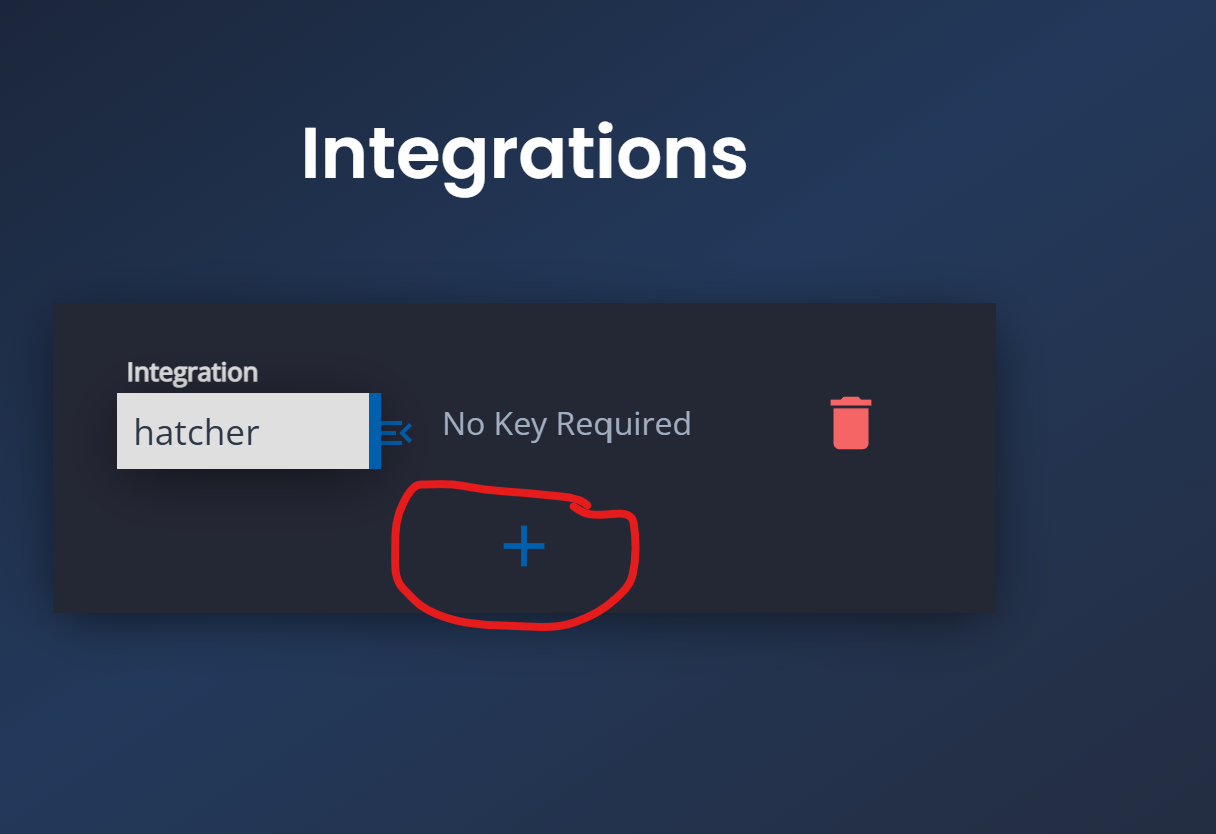 Click create integration button