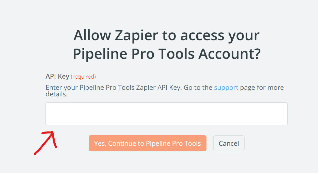 Input API Key into Zapier